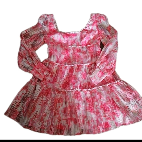 Marchesa Notte Womens Pink Gathered Metallic Fil Coupé Organza Mini Dress 4 - Picture 9 of 16